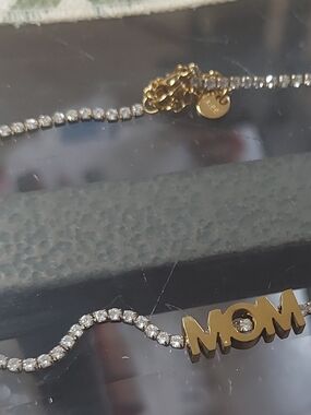 Gold 'MOM' Crystal Tennis Necklace - Women Jewelry